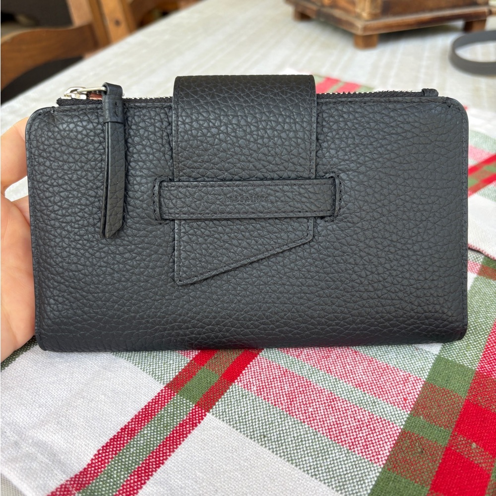 All Saints Black Leather Medium Black Leather Wallet